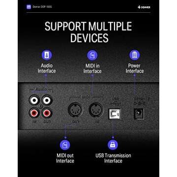 Digital Piano, Donner 88 Key Piano Weighted Keyboard, premium upright Keyboard Piano for Beginner Professional, Home Piano Full Size luxury Electric Keyboard with Headphone Power Adapter DDP-400