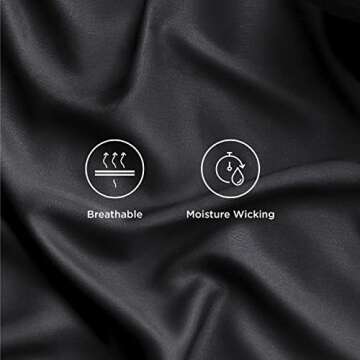 Bedsure Queen Sheets, Rayon Derived from Bamboo, Queen Cooling Sheet Set, Deep Pocket Up to 16", Breathable & Soft Bed Sheets, Hotel Luxury Silky Bedding Sheets & Pillowcases, Black