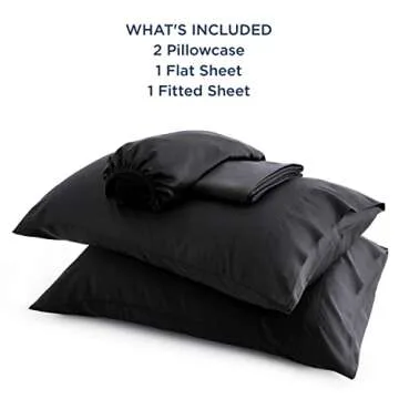 Bedsure Queen Sheets, Rayon Derived from Bamboo, Queen Cooling Sheet Set, Deep Pocket Up to 16", Breathable & Soft Bed Sheets, Hotel Luxury Silky Bedding Sheets & Pillowcases, Black