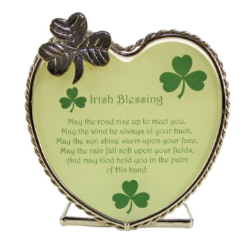 Irish Blessings Candle Holder - May The Road Rise up to Meet You Poem - Heart Shaped Tea Light Candl...