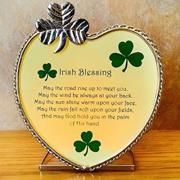 Irish Blessings Candle Holder with Shamrocks and Poem