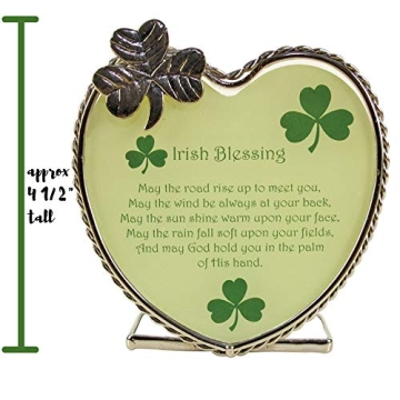 Irish Blessings Candle Holder with Shamrocks and Poem
