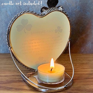 Irish Blessings Candle Holder with Shamrocks and Poem