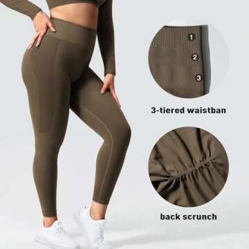 YEOREO Amplify Leggings for Women Seamless Scrunch Leggings Butt Lifting Gym High Waisted Athletic Leggings Coffee
