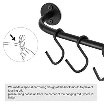 Mkono Mug Holder Wall Mounted Coffee Cup Rack Hanger Modern Metal with 10 Mug Hooks Rustic Utensil Tea Cups Storage Organizer for Kitchen Dining Room Coffee Bar, Set of 2, Black