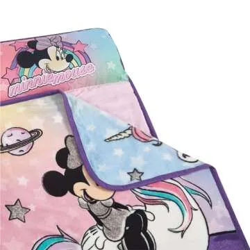 Idea Nuova Disney Minnie Mouse Super Soft Toddler Quilted Nap Mat with Built in Pillow, 26"" x46, Multicolor