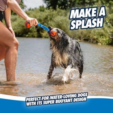 Chuckit! Ultra Duo Tug Dog Toy - Two Ultra Balls on a Durable Nylon Cord Handle - Fetch and Tug-of-War Toy for Dogs - Size Medium - For Breeds 20-60 lbs - 2.5-inch Diameter - Orange and Blue