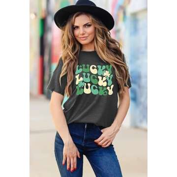 Womens Retro St Patricks Day Vintage Shamrock Tee