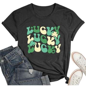 Womens Retro St Patricks Day Vintage Shamrock Tee