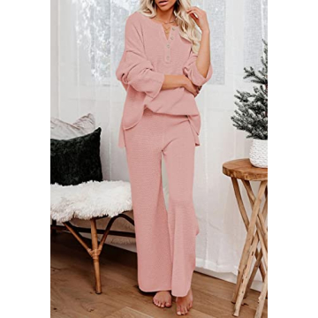 Pink Queen Women 2 Piece Knit Sweatsuit Stylish Comfortable Outfit