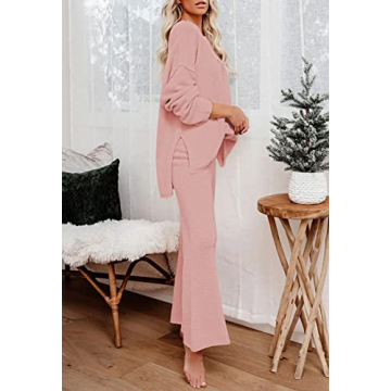 Pink Queen Women 2 Piece Knit Sweatsuit Stylish Comfortable Outfit