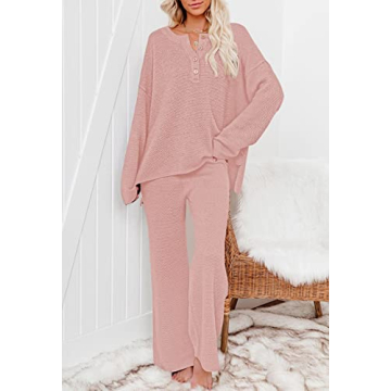 Pink Queen Women 2 Piece Knit Sweatsuit Stylish Comfortable Outfit