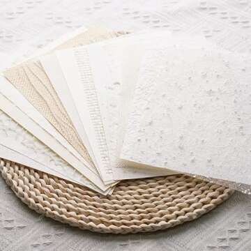 LewuwoPoing 15Pcs Handmade Scrapbook Art Paper Craft Textured Paper Colorful A5 sheet Mesh Special Paper Mix for Scrapbooking Junk Journal Journaling Supplies DIY Materials,5.8x8.2 inches (White)