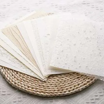 LewuwoPoing 15Pcs Handmade Scrapbook Art Paper Craft Textured Paper Colorful A5 sheet Mesh Special Paper Mix for Scrapbooking Junk Journal Journaling Supplies DIY Materials,5.8x8.2 inches (White)