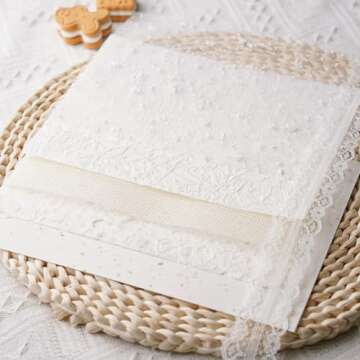 LewuwoPoing 15Pcs Handmade Scrapbook Art Paper Craft Textured Paper Colorful A5 sheet Mesh Special Paper Mix for Scrapbooking Junk Journal Journaling Supplies DIY Materials,5.8x8.2 inches (White)