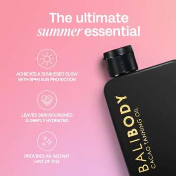 Bali Body Cacao Tanning Oil SPF 6 | For Deep Natural-Looking Sun Tan Glow | Hydrating Sun-Tanning Oi...