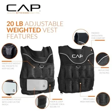 CAP Barbell (HHWV-CB020C) Adjustable Weighted Vest, 20-Pound,20 Pound, Black