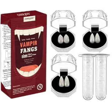 COOLJOY Vampire Fangs - 3 Sizes for Halloween Cosplay & Party Fun