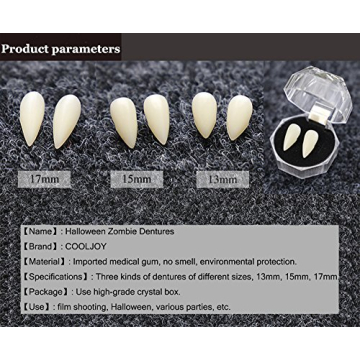 Vampire Fangs Set - 3 Sizes for Halloween Cosplay