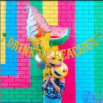 Gold Glitter Beach Party Decor/Tropical Birthday Decorations/Hawaiian Party Decorations/Aloha Decorations/Bachelorette Party Decorations Luau