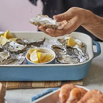 Elegant Staub Ceramic Baking Dish Set, 3pc, Rustic Turquoise