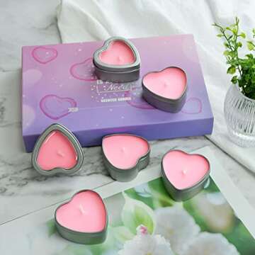 DEYBBY Rose Aromatherapy Pink Tea Light Large Candles, Highly Scented tealight Candles—6 Hours Burn Time for Valentine's Gift, Dinner, Wedding (Pack of 6)