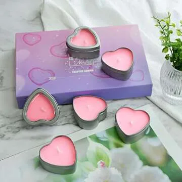 DEYBBY Rose Aromatherapy Pink Tea Light Large Candles, Highly Scented tealight Candles—6 Hours Burn Time for Valentine's Gift, Dinner, Wedding (Pack of 6)