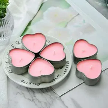 DEYBBY Rose Aromatherapy Pink Tea Light Large Candles, Highly Scented tealight Candles—6 Hours Burn Time for Valentine's Gift, Dinner, Wedding (Pack of 6)