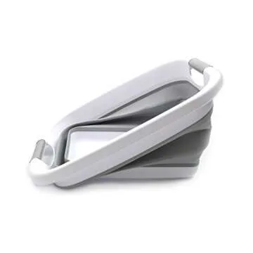 SAMMART Set of 2-25L (6.6 gallon) Collapsible Laundry Basket/Tub-Foldable Storage Container/Organizer-Portable Washing Bin - Space Saving Hamper, Water capacity: 20L (5.28 gallon) (2, Grey)