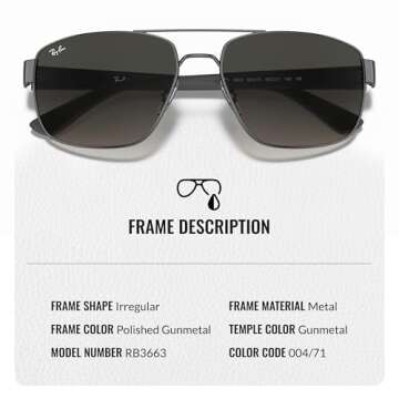 Ray-Ban RB3663 Square Shape Sunglasses With Eyewear Kit Bundle - Adjustable Nose Pads - Ideal Formal and Casual Wear Square Sunglasses