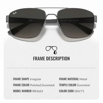 Ray-Ban RB3663 Square Shape Sunglasses With Eyewear Kit Bundle - Adjustable Nose Pads - Ideal Formal and Casual Wear Square Sunglasses
