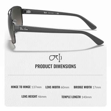 Ray-Ban RB3663 Square Shape Sunglasses With Eyewear Kit Bundle - Adjustable Nose Pads - Ideal Formal and Casual Wear Square Sunglasses