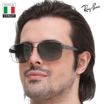 Ray-Ban RB3663 Square Shape Sunglasses With Eyewear Kit Bundle - Adjustable Nose Pads - Ideal Formal and Casual Wear Square Sunglasses