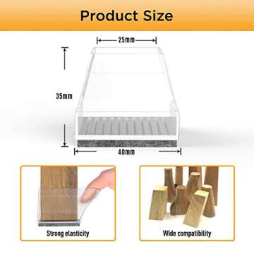 16 Pcs Square Chair Leg Floor Protectors, Chair Leg Covers to Protect Floors, Chair Leg Caps, Chair Foot Protectors for Wood Floors, Chair Leg Protectors for Hardwood Floors, Anti-Scratch & No Noise.