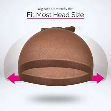 FANDAMEI Wig Cap, 4 pieces Dark Brown Stocking Wig Caps Stretchy Nylon Wig Caps for Women