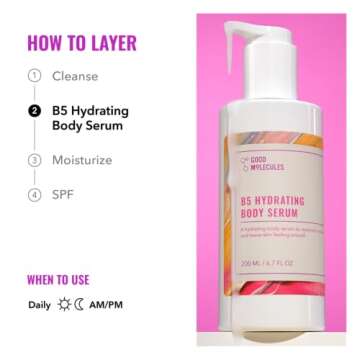 Good Molecules B5 Hydrating Body Serum - Moisturizing Serum with B5 Panthenol, Polyglutamic Acid, and Beta Glucan - Anti-aging Skincare for Body