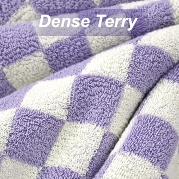 Jacquotha Shower Towels for Bathroom 27.5x55 Inches - Quick Dry Bath Towels Soft Towel(2Pack), Cute Towels Checkered Towels Set Lilac, 520 GSM Absorbent Cotton Towels