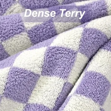 Jacquotha Shower Towels for Bathroom 27.5x55 Inches - Quick Dry Bath Towels Soft Towel(2Pack), Cute Towels Checkered Towels Set Lilac, 520 GSM Absorbent Cotton Towels