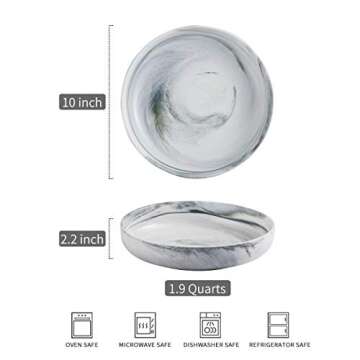 YHOSSEUN Serving Bowl Set, Ceramic Salad Serving Bowls Pasta Bowls Set of 2, Serving Dishes for Ente...