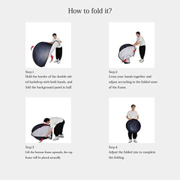 Kate 5x6.5ft(1.5x2m) Collapsible Backdrop Grey Blue Texture Pop up Reversible Photography Backgrounds for Zoom Video Meetings