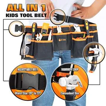 JoyTown Kids Real Tool Set - Junior Steel Forged Tool Kit for Children with Real Hand Tools, Kids To...
