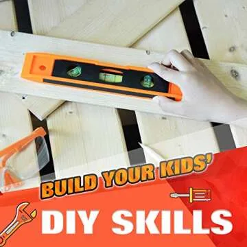 JoyTown Kids Real Tool Set - Junior Steel Forged Tool Kit for Children with Real Hand Tools, Kids Tool Belt, Portable Tool Bag, Perfect Learning Tools for Home DIY (Orange & Black)