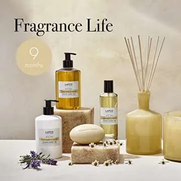 LAFCO New York Signature Reed Diffuser, Chamomile Lavender - 15 oz - Up to 9 Months Fragrance Life - Reusable, Hand Blown Glass Vessel - Natural Wood Reeds - Made in The USA