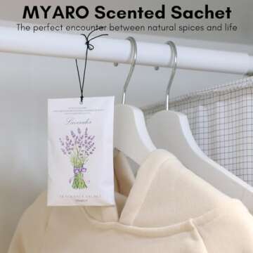 MYARO 12 Packs Lavender Scented Sachets Air Freshener for Drawer and Closet, Long-Lasting Sachets Bags Drawer deodorizers Fresh Scents, Home Fragrance for Lover