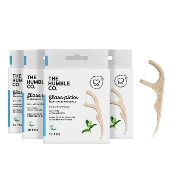 The Humble Co. Floss Picks (200 Count) – Plant Based Dental Floss Picks for Superior Oral Care, De...