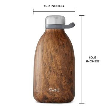 S'well Stainless Steel Roamer Bottle-64 Fl Oz-Teakwood Triple-Layered Vacuum-Insulated Containers Keeps Drinks Cold for 72 Hours and Hot for 24-BPA-Free Travel Water Bottle, 64oz