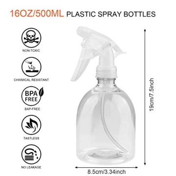 Woaiwo-q 16oz Plastic Spray Bottles for Cleaning Solutions