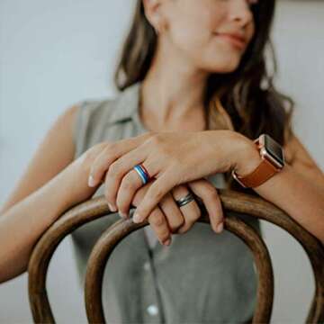 Enso Rings Thin Elements Silicone Ring - Stackable Wedding Engagement Band - 4.3mm Wide, 1.75mm Thic...