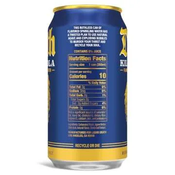 Liquid Death, Killer Cola, Soda-Flavored Sparkling Water, 12-Pack (12oz Cans), Low Calorie & No Artificial Sweeteners
