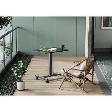 Claiks Mobile Standing Desk, Small Rolling Standing Desk, Mobile Desk Workstation with Wheels, Pneum...